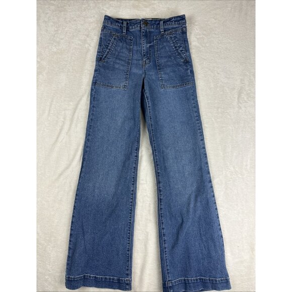 Sam Edelman Jeans Womens 26 Blue Trouser Codie High Rise Wide Leg Stretch Blue - Picture 1 of 13